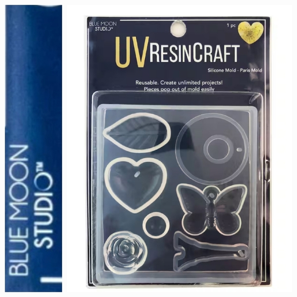 2/$12 Blue Moon Studio™ UV Resin Craft Paris Shapes Flat Mold - Picture 1 of 7